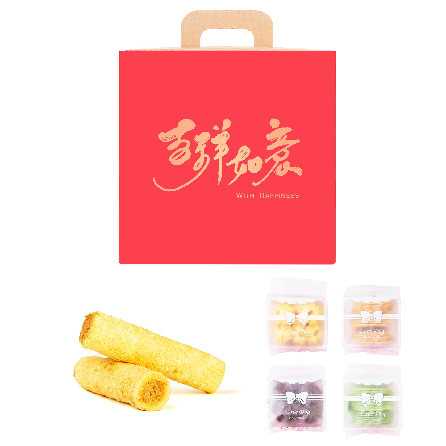 結婚喜餅禮盒.幸福狗流浪中途公益餅乾.青鳥旅行肉鬆蛋捲