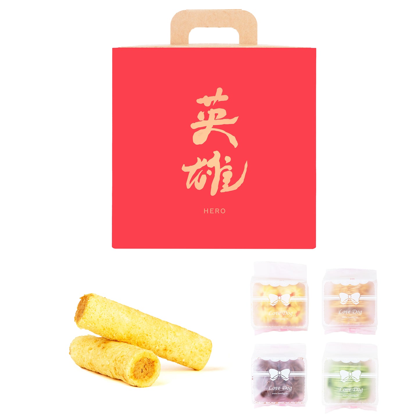 結婚喜餅禮盒.幸福狗流浪中途公益餅乾.青鳥旅行肉鬆蛋捲