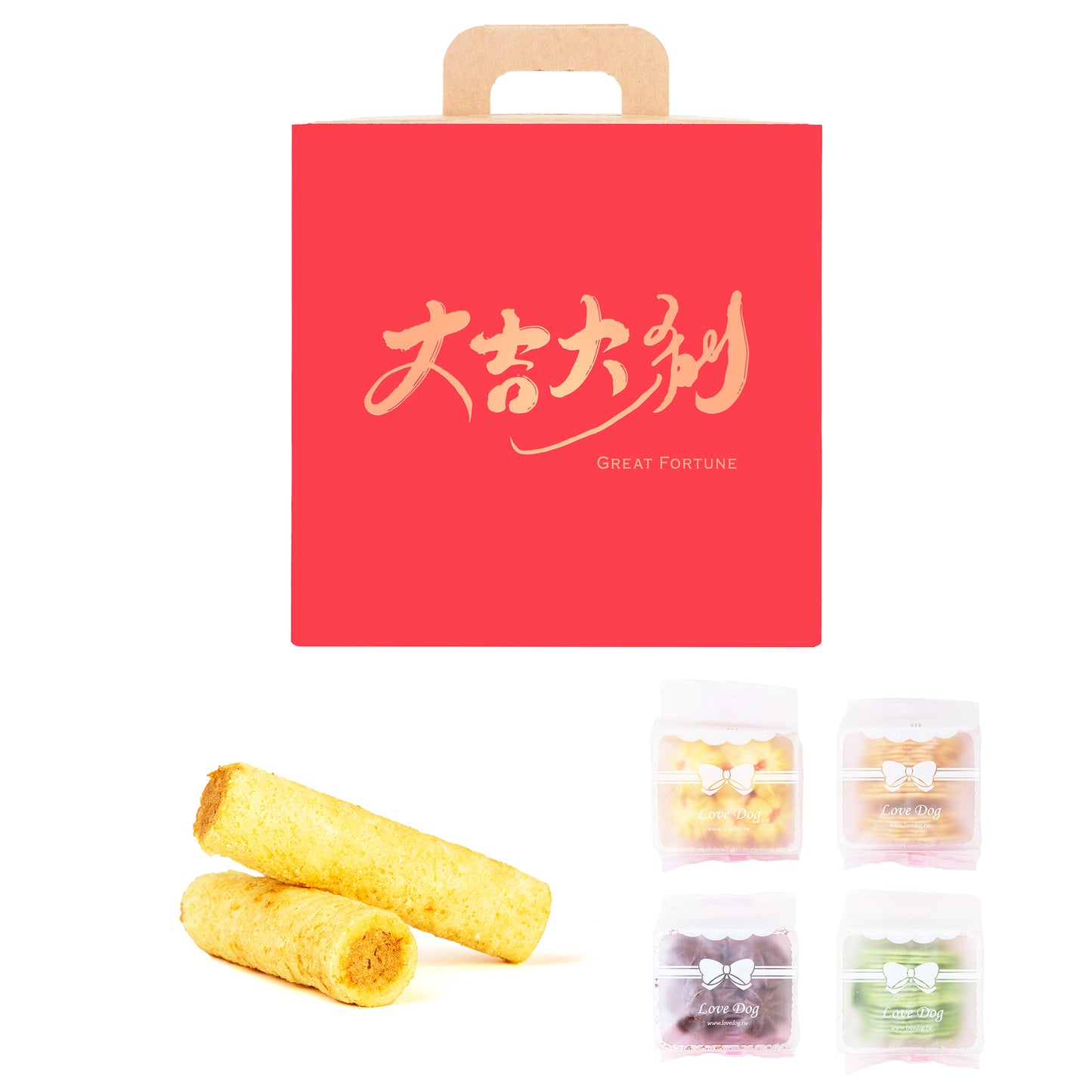 結婚喜餅禮盒.幸福狗流浪中途公益餅乾.青鳥旅行肉鬆蛋捲
