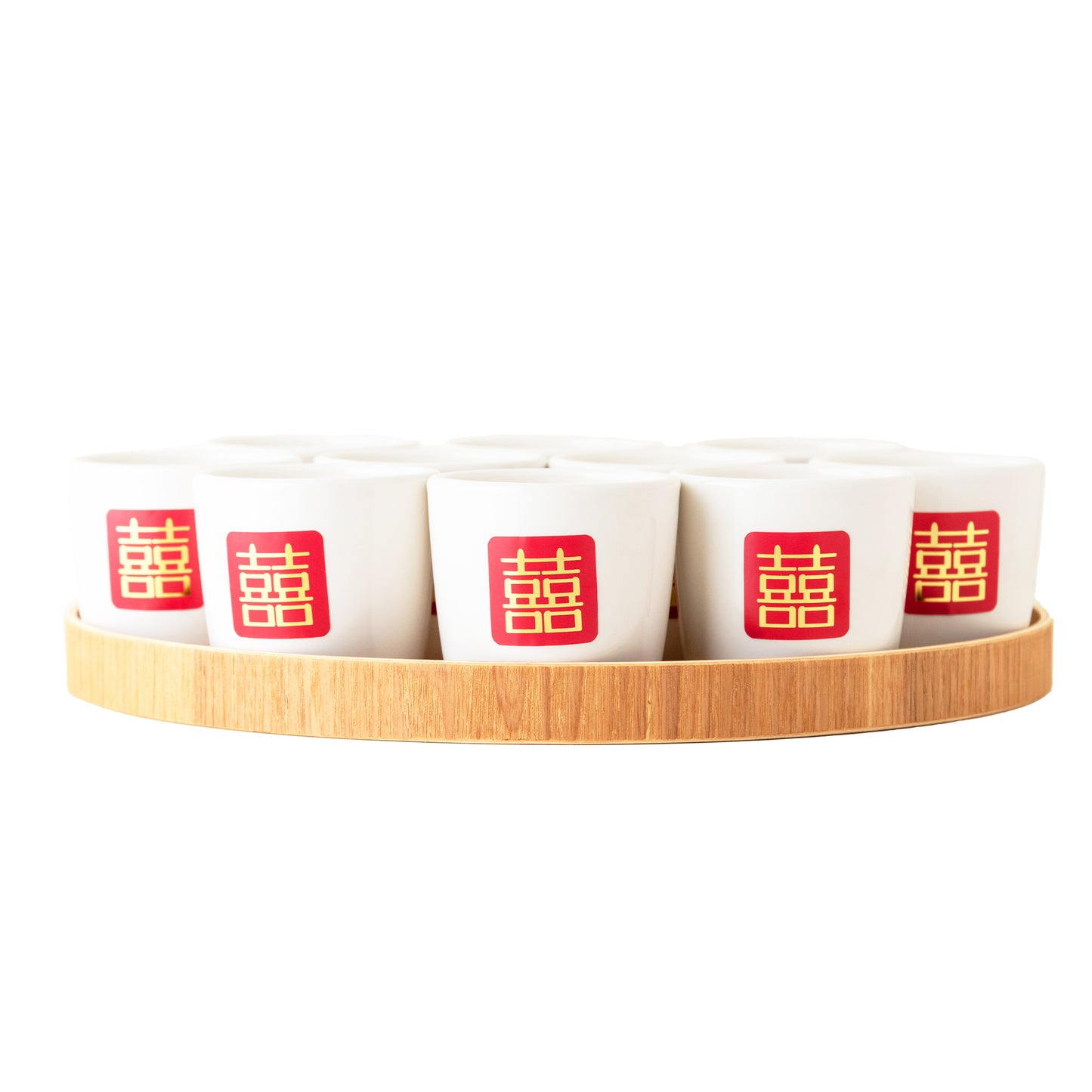新娘奉茶盤.囍字白瓷茶杯