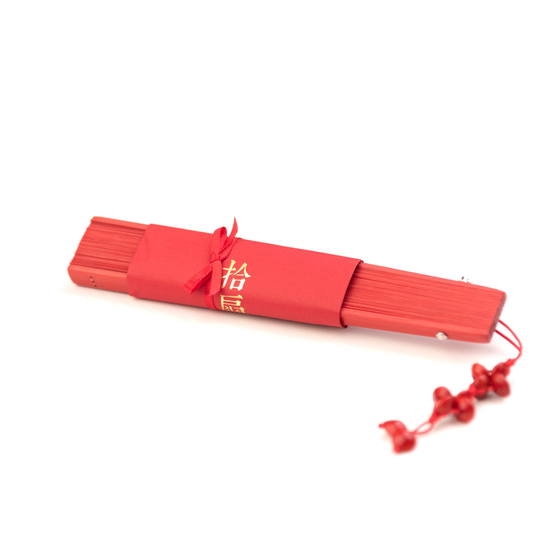 語時設計|結婚迎娶.拾扇禮紅包.新娘紅色竹扇子組.相思豆綴飾