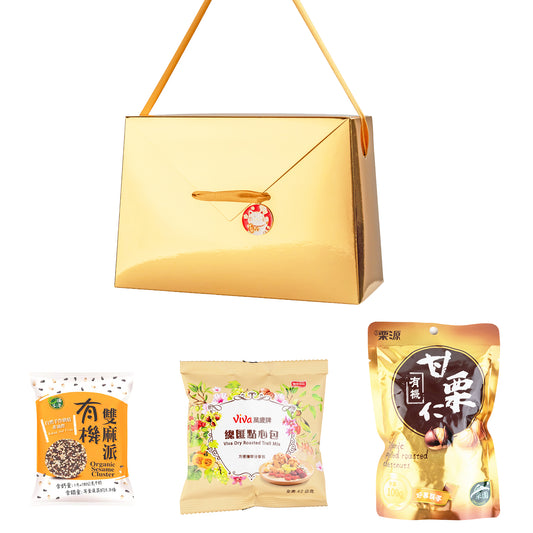 箔金#1．萬歲牌果乾堅果．吉栗源有機甘栗仁．口福不淺有機雙麻派
