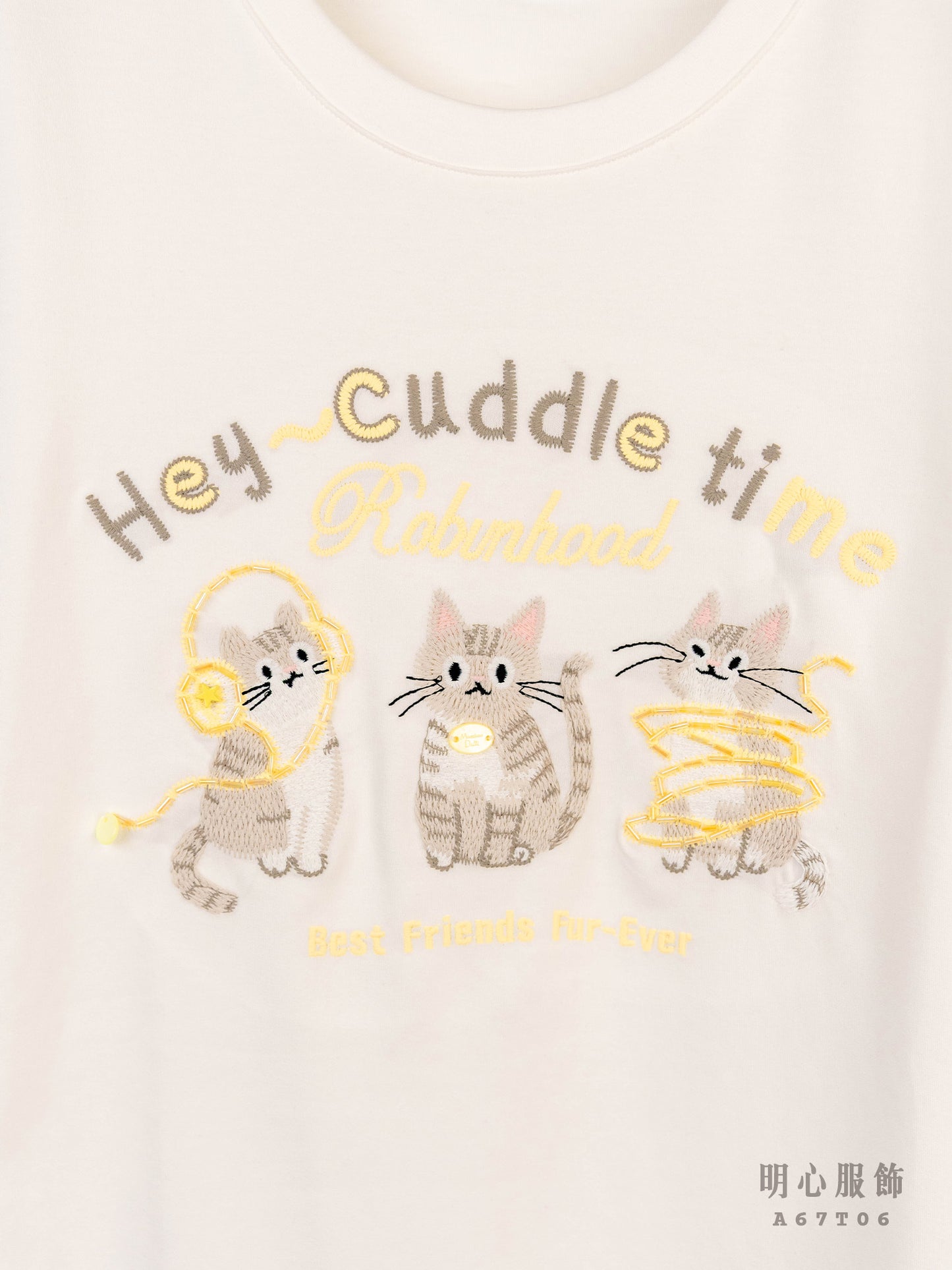 貓咪刺繡柔棉上衣